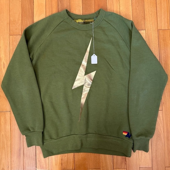 Aviator Nation Sweaters - NWT Aviator Nation Gold Bolt Crew Sweatshirt Green Small